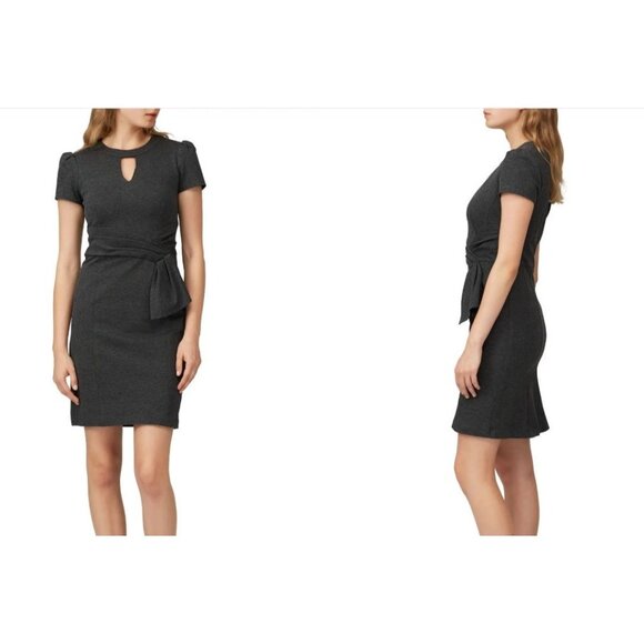 Nanette Lepore Dresses & Skirts - Nanette Lepore Gray Cap Sleeve Dress Keyhole Neckline Pleated Waist Fitted Size